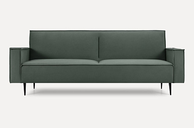 Диван прямой Риен 216х90см Velvet Olive, цвет: олива, опора: черная