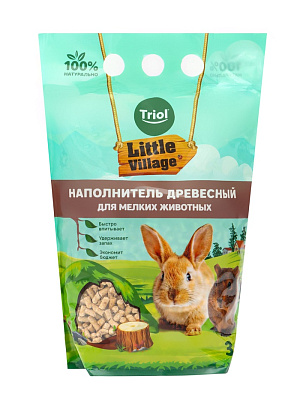 Наполнитель для мелких животных древесный 6мм 3л серия LITTLE VILLAGE