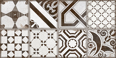 Плитка настенная матовая Boho (декор) 24,9х50 см. цвет: светло-серый 9 шт. 1,121 м2 в упак.