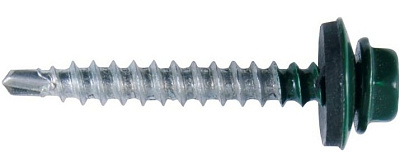 Саморез КРсв. 4,8х35 RAL-6005 (тём.-зелен.) (60шт) - коробка с ок.