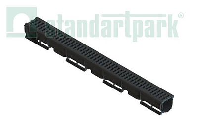 Лоток водоотводный Polymax S'park 1 DN70, 1000x90x90 пластиковая решетка