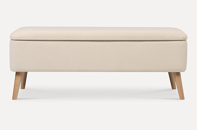 Банкетка Вайли Velvet Light 112х43х44см цвет: бежевый, опоры: сканди TLF nature (бесцветная)