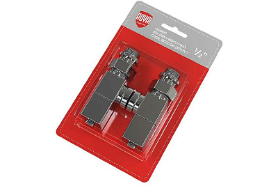 Набор дизайн-вентилей CUBE, осевой 1/2", хром, 10 бар, 95 гр., Royal Thermo