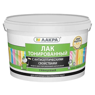 Лак в/д Лакра тонированный Дуб, 2,5кг