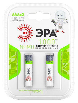 Аккумуляторная батарея ЭРА HR03-2BL 1000mAh