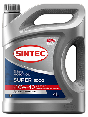 Масло моторное 10W40 SINTEC SUPER 3000, SG/CD П/Синтетическое 4л