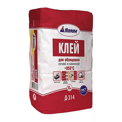 Клей д/облиц. печ.и каминов Диола-314 "+850С" 10кг.