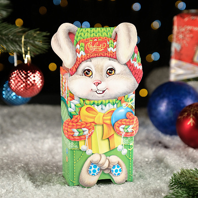 Подарочная коробка "Заяц Новогодний", 11,1 х 5,8 х 20,5см 