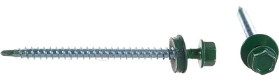 Саморез КРсв. 4,8х70 RAL-6002 (зелёный) (25шт) - коробка с ок.