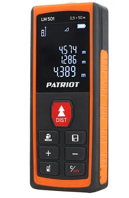 Дальномер лазерный PATRIOT LM 501, макс. дистанция 50 метров, измерение площади, объема, подсветка