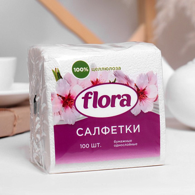 Салфетки 1-сл 24х24 Флора (100л) 