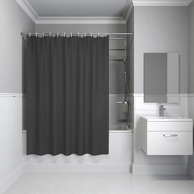 Штора для ванной 180*200 см (темно-серый), IDDIS, P03PE18i11