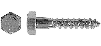 Шуруп (сантехн.) c 6-гран. головкой, 120х6мм (2 шт) - пакет Э