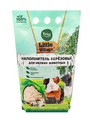 Наполнитель для мелких животных березовый 3л серия LITTLE VILLAGE