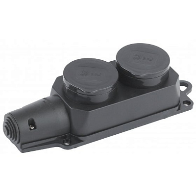 Колодка 2гн, c заземл., каучук,ЭРА  K-2e-IP44  