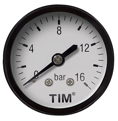 Манометр с задним подключением, D 50 мм, 1/4", 0-16 бар, TIM