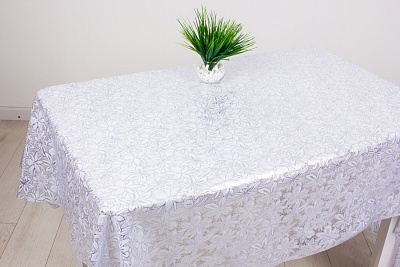 Клеенка ПВХ без основы Lace Premium 137 см TSP-366D, серебро (20 п.м./рул.)