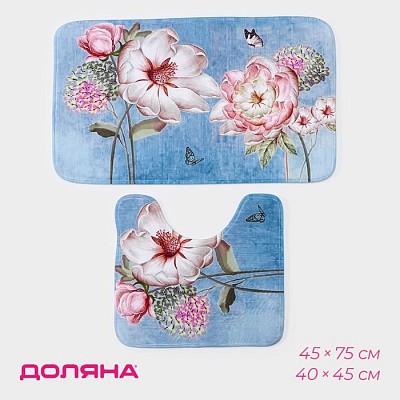 Коврики для ванной и туалета Доляна «Весна», 2 шт., 40×45 см, 45×75 см