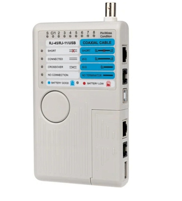 Универсальный тестер кабеля RJ-45 + RJ-11/RJ-12 + 1394 + USB + BNC REXANT 12-1003