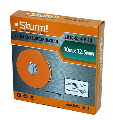 Рулетка 30 м геодез. ЗАКРЫТЫЙ КОРПУС, ПВХ ЛЕНТА, Sturm!