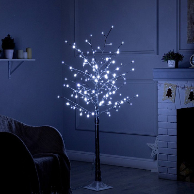 Светодиодное дерево 1.5 м, серебристое, 150LED, 220V, БЕЛЫЙ 