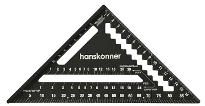 Угольник 175мм, алюминиевый сплав, чёрный анодированный, hanskonner