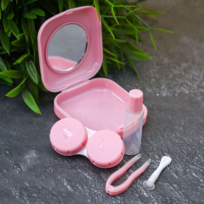 Контейнер для линз «Classic square» pink