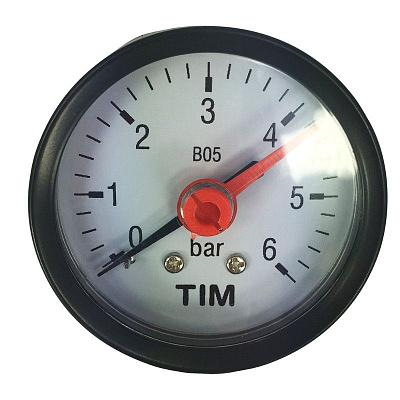 Манометр с задним подключением, D 50 мм, 1/4", 0-6 бар, TIM