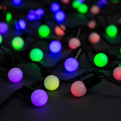 НИТЬ DCR. IP44, "Шарики d=1.5 см" 20 м, Н.Т. LED-200, моргает, МУЛЬТИ    