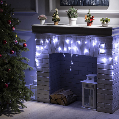 БАХРОМА ECO. IP20, Ш:3 м, В:0.5 м, Н.С. LED-80-220V, 8 режимов, БЕЛЫЙ 
