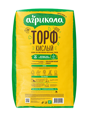 Торф кислый (пак 50л)  АГРИКОЛА