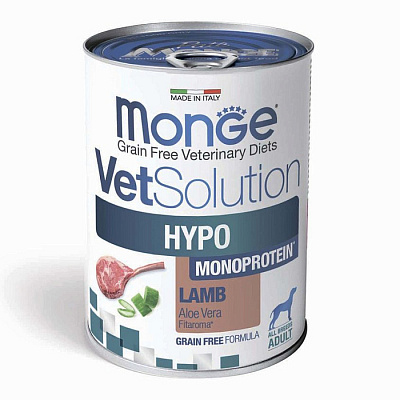 Корм Monge VetSolution Dog Гипо монопротеин с ягнёнком д/собак для сниж реакции пищ непереносим 400г