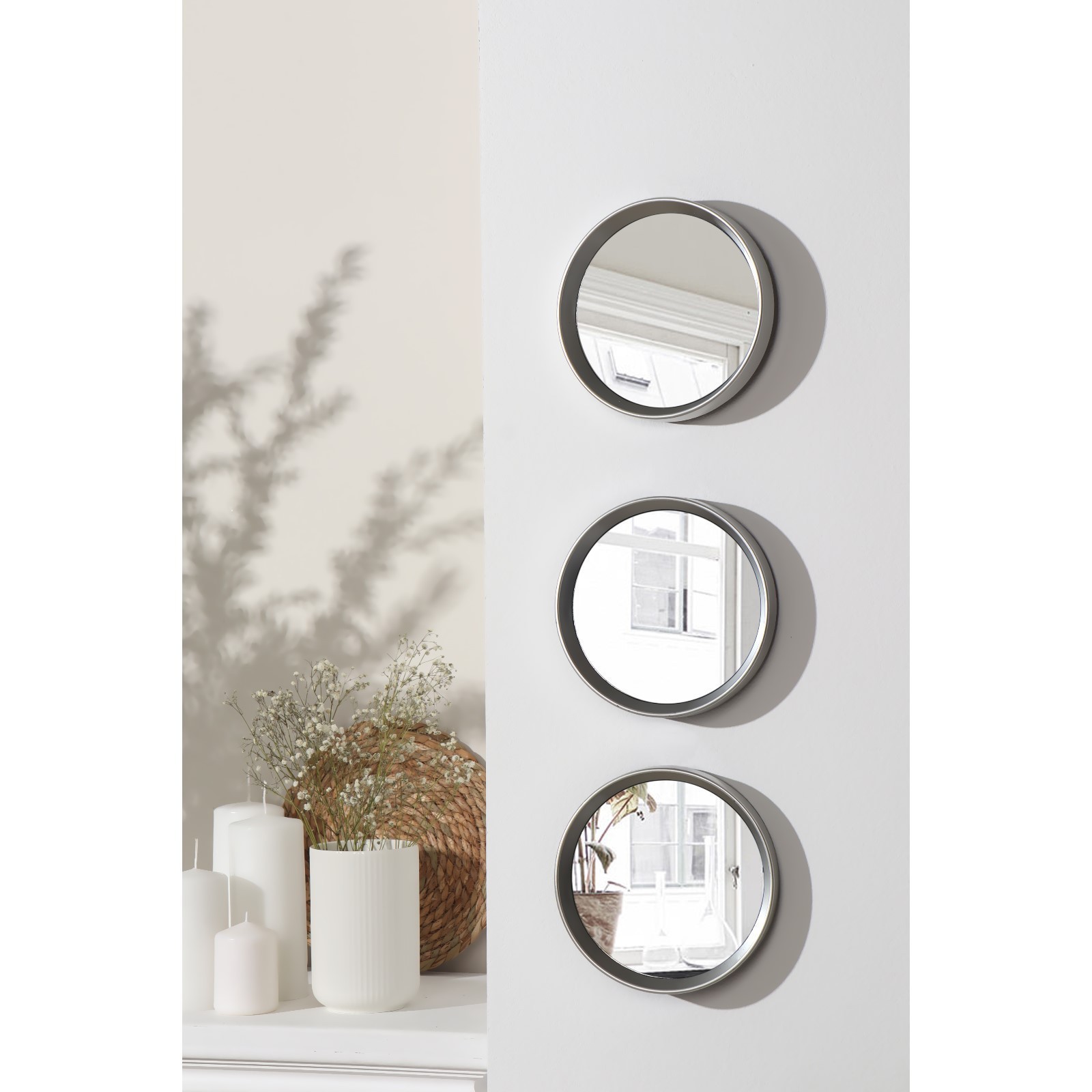6937831  Набор настенных зеркал Нео, d 15,8 см. цвет серебро