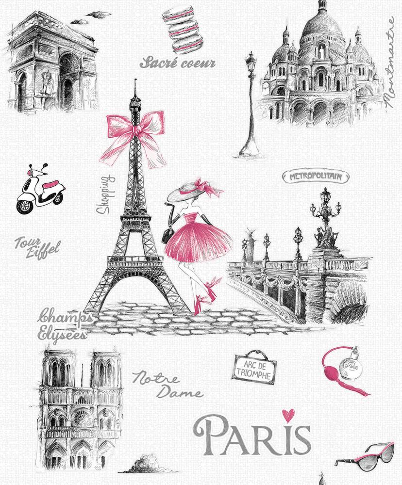 ЦВ-00001508 Обои бумажные Кокетка мотив розовый 0,53х10,05м