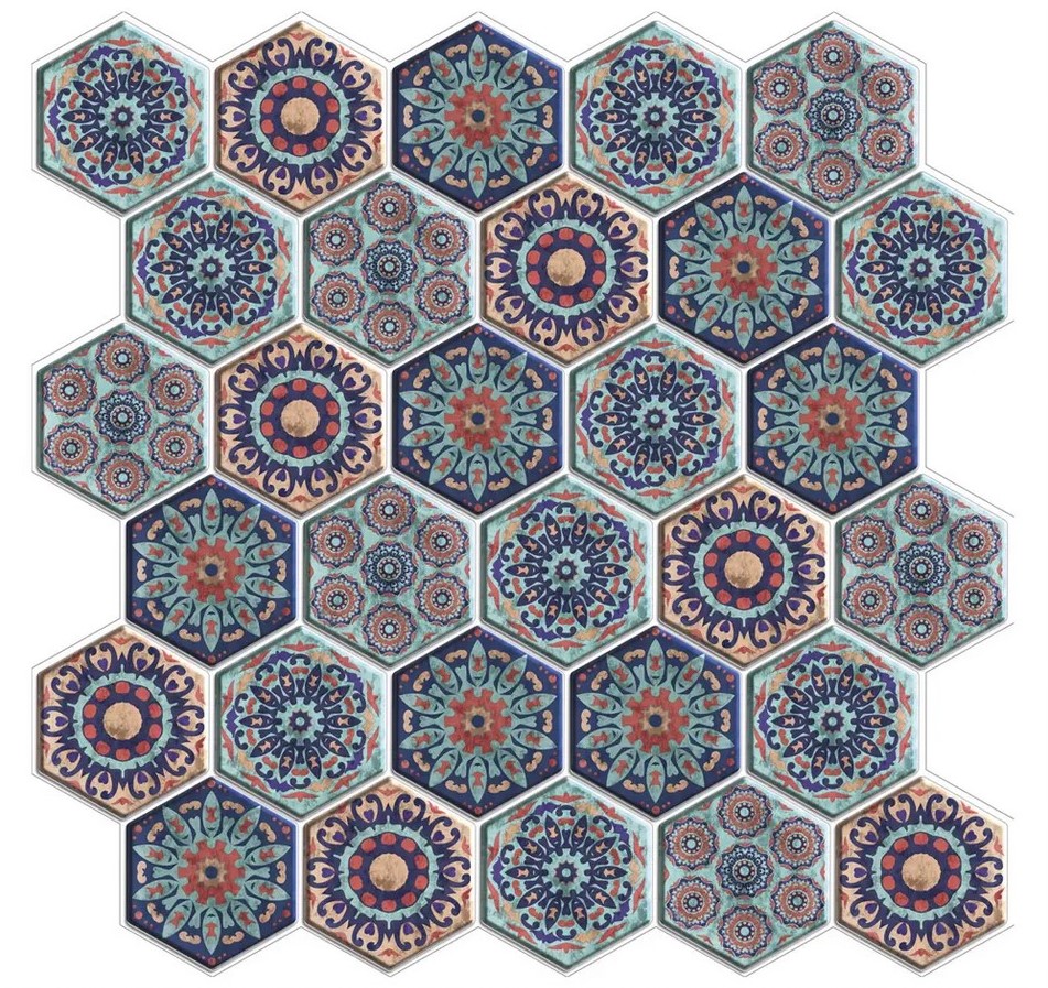 LT32-13917 Наклейка декоративная 3D мозаика Витраж 25х25 см 4 шт