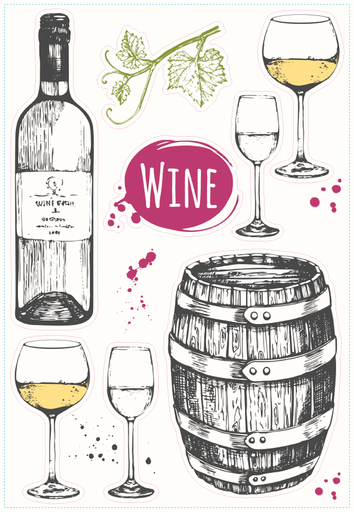 OK 1005 Набор наклеек Искусство пить вино S 23х36