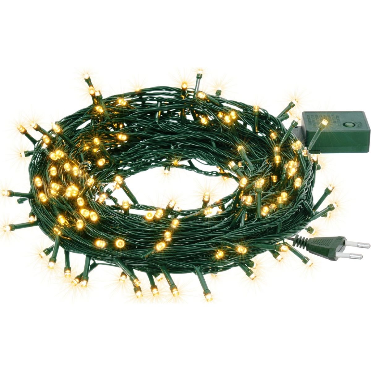 Электрогирлянда "Нить" 100 теплых LED ламп, контроллер 8 режимов, зеленый провод, 10 м, 220 v