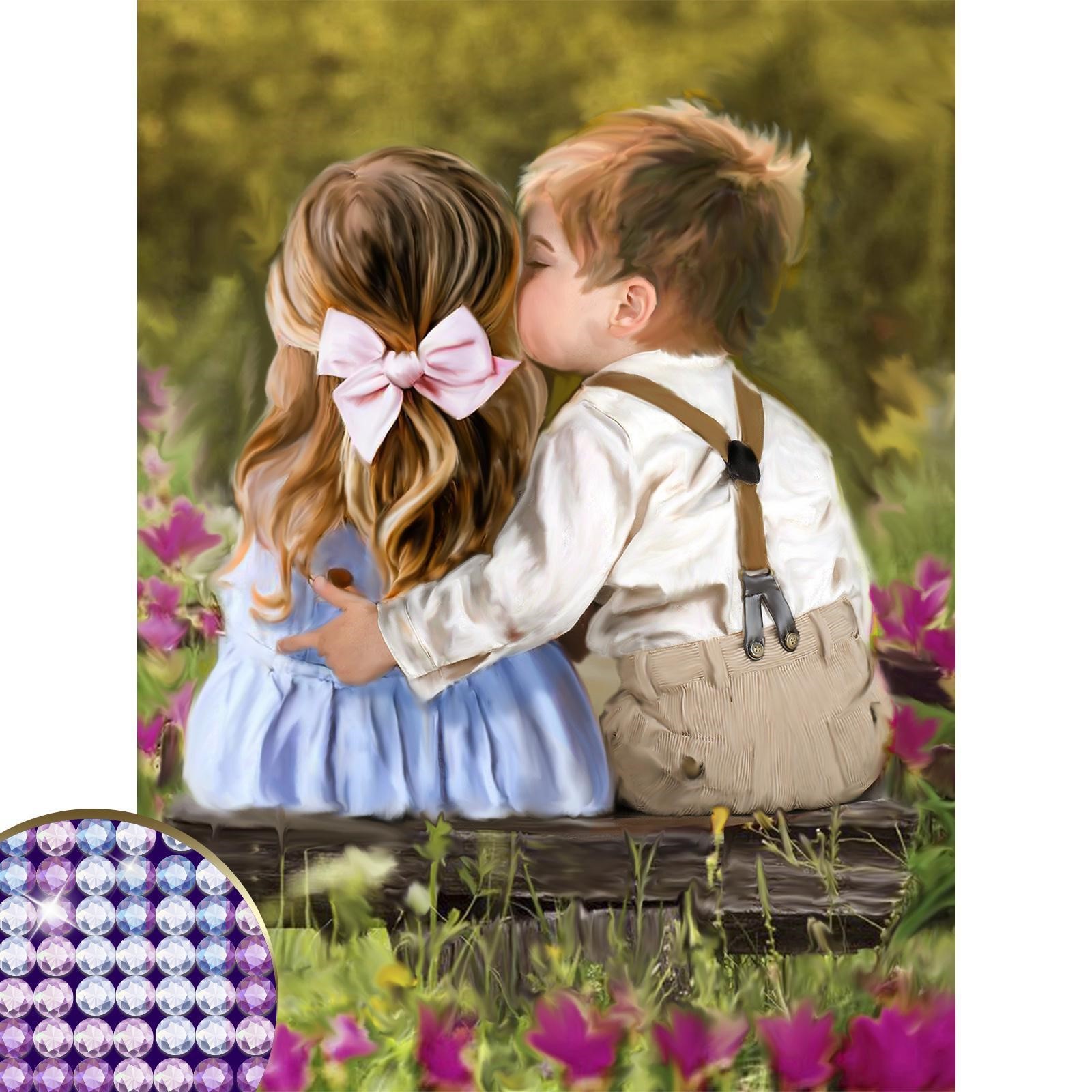 4001283 Мозаика алмазная Первый поцелуй 30х40 см.