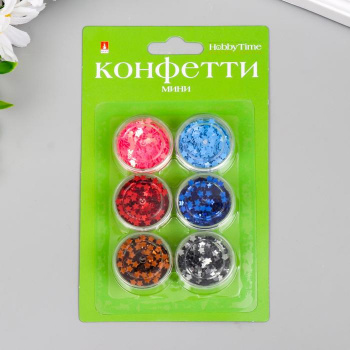 Конфетти "Звёздочки" 6 цветов, 4 мм