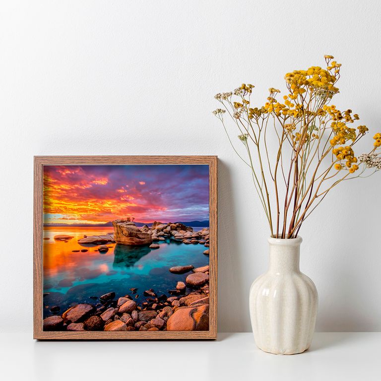 ПР-020 Постер в раме Огненный закат, размер 350х350