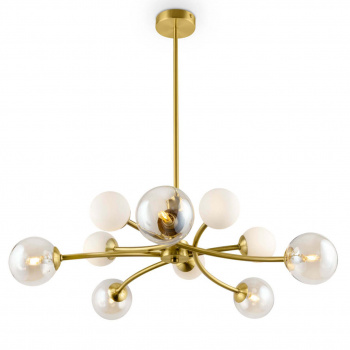 Люстра подвесная "Freya Bethany" латунь/белый/прозрачный  10xG9x28 Вт (140 м2)
