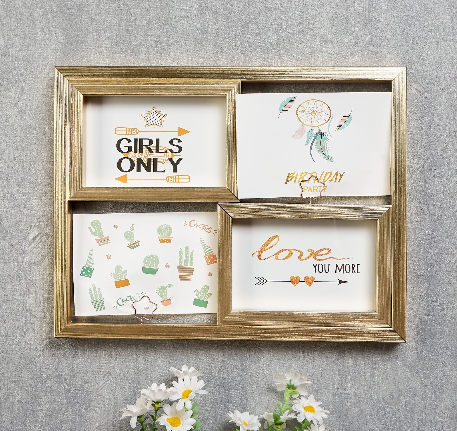 4785431 Фоторамка пластик на 4 фото 10х15 см Золото