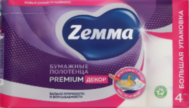 Полотенца бумажные ZEMMA Premium Декор 2-х сл 4шт