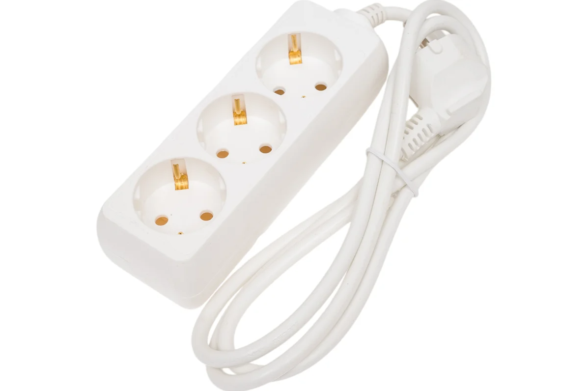 10-3е-1,5M Удлинитель бытовой LINZO  1,5м 3гн 10-3е-1,5M, 3х0.75mm2 1,5m,10A,  белый