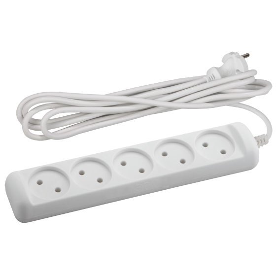 Б0028364 Удлинитель бытовой ЭРА 3м 5гн U-5-3m без зазeмл., 2х1мм2, 10А, ПВС, 5гн, 3м