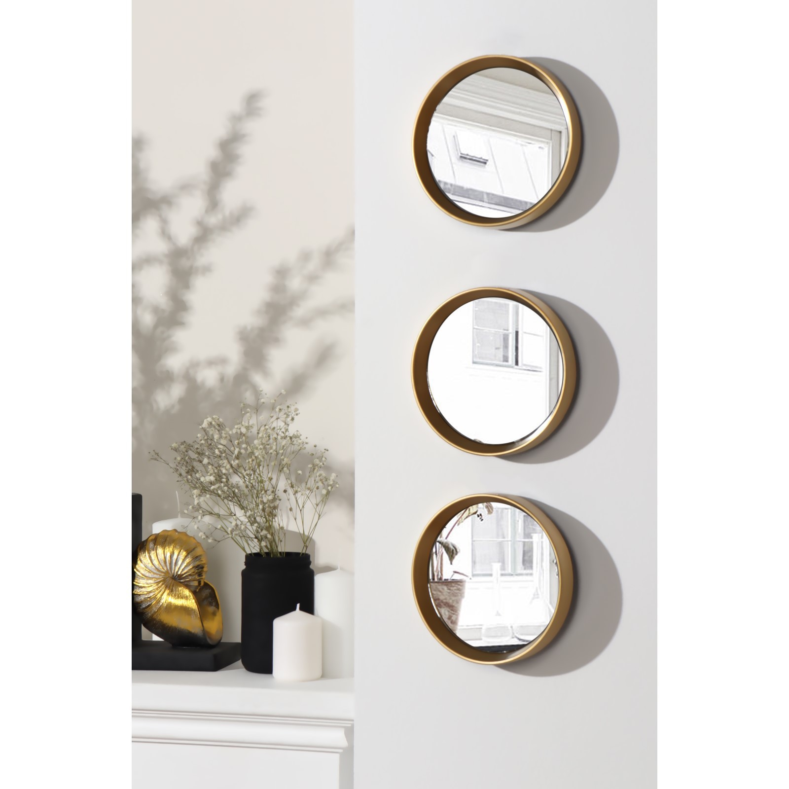 6937830 Набор настенных зеркал Нео, d 15,8 см. цвет золото