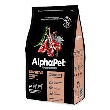 Корм AlphaPet д/соб чувств.пищ мелк пород Ягненок/Рис 500г