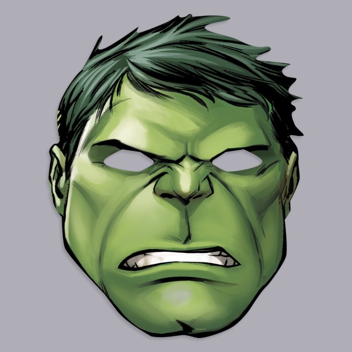 Маска карнавальная "Мстители: Халк", 19,3 х 24,4 см   