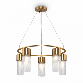 Люстра подвесная "Freya Esala"прозрачный/золото Е14*5*60Вт (22 м2)