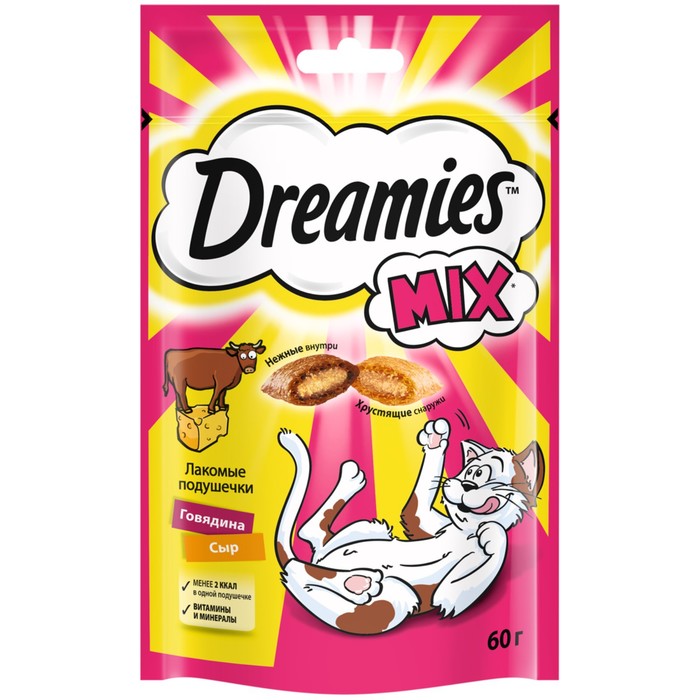 4896859 Лакомство Dreamies Mix для кошек говядина-сыр 60г